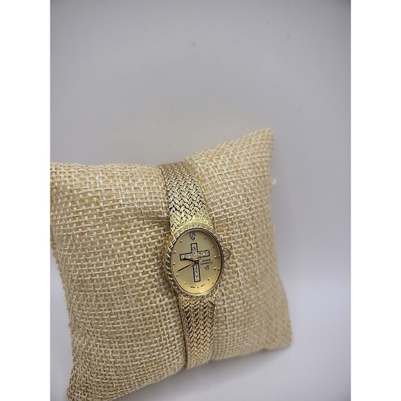 Vintage Sarah Coventry Wristwatch Watch Gold Tone Cross Crystals Jewelry main image 11